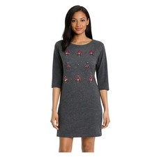 Ann Taylor LOFT Size Small Rhinestone Embellished French Terry 100% Cotton Dress