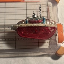 Vintage Mercury glass CRUISE SHIP BOAT Christmas ornament 