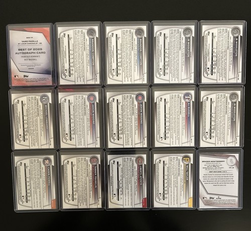 2025 Bowman Draft / Best Chrome Lot of 15. Includes 6 Autos & Colored # Cards - Afbeelding 2 van 17