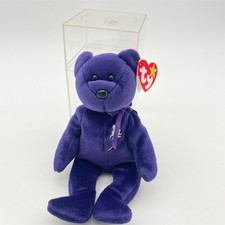 Ty Beanie Babies Princess Diana Memorial Bear Purple Plush w/ Tag  Case