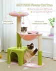  Flower Cat Tree with Large Metal Frame Hammock, 35" Pink Cat Tower with Sisal 