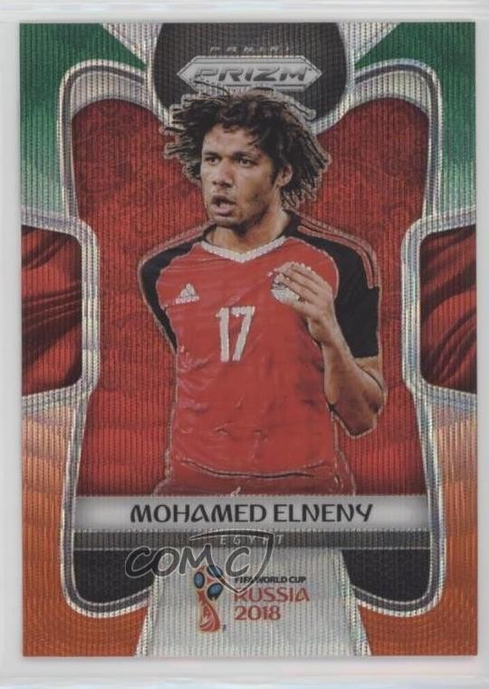 2018 Panini Prizm World Cup Green & Orange Wave Prizm Mohamed Elneny #59 d3b