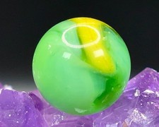 Vintage Peltier Glass Peerless Patch Marble - Yellow Wispy Green - .59"