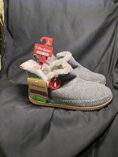 DEARFOAMS MENS 11-12 MEMORY FOAM SLIPPER LARGE HEATHER GREY NWT