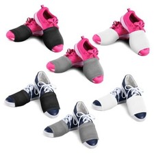 6 Pairs Line Shoe Sock over Sneakers Shoe Covers One Size Gray, Black, White