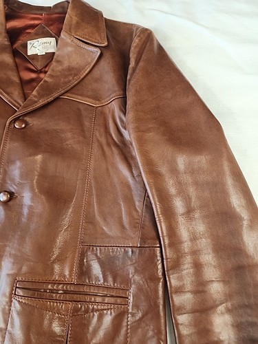 Vintage Remy Leather Jacket Coat Soft Cognac Sz 42 Men’s - Picture 9 of 22