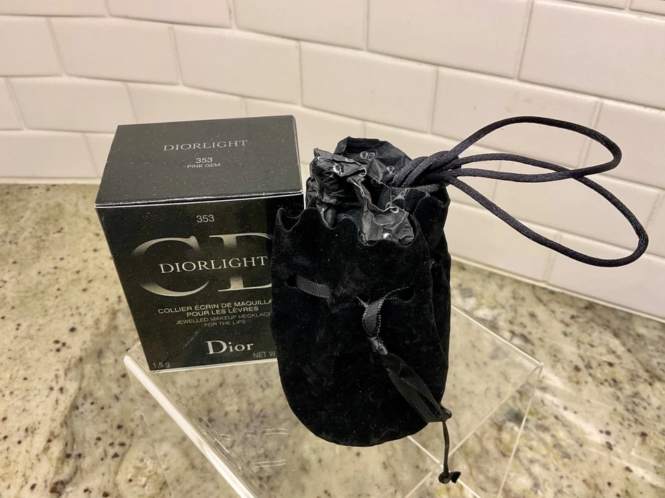 DIOR DIORLIGHT Jewelled Makeup Necklace for The Lips 353 Pink Gem Lip Gloss NIB - Image 4 of 4