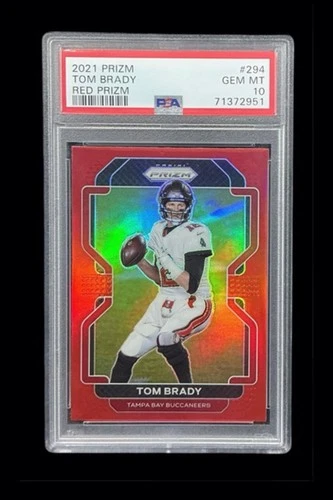 2021 panini prizm #294 tom brady; red retail SSP refractor PSA 10  **COLOR MATCH