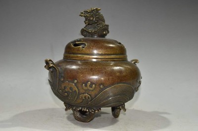 Pure Copper Imitation Purple Copper Spray Dragon Incense Burner