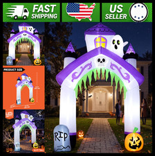 10ft Halloween Inflatable Haunted House Castle Archway with LED Lights