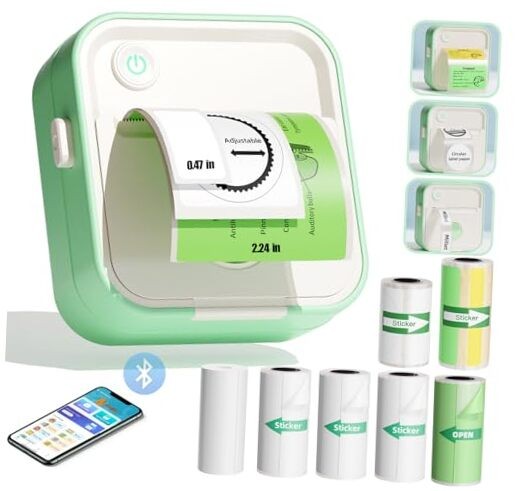 HD Mini Sticker Printer with 7 Rolls - Portable Label Maker Machine-image