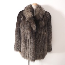 Vintage Real Fox Fur Coat Jacket Women Brown Soft S