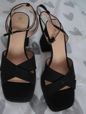 Forever Comfort Black Suede Effect Wedge Sandals Size 6