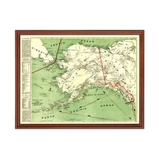 Old Map of Alaska 1897 - Vintage Alaska Art