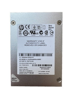 HP Enterprise SanDisk 480GB 2.5'' SAS SSD 6Gbps/512b/s Great Health-91-96%