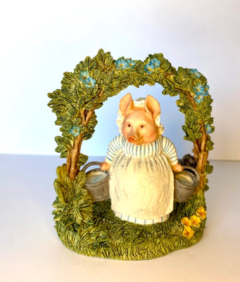 The World of Beatrix Potter Tante Pettitoes Bogen Figur 779553 Originalverpackt 1999 EUC