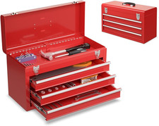 Tool Box, Portable 20” Tool Boxes with 3 Drawers, Top Tool Tray, Metal Lock Latc