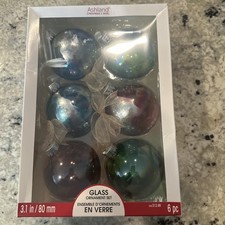 New Ashland Glass Christmas Ornaments Clear Transparent 2.5" 8 Ct. In Each