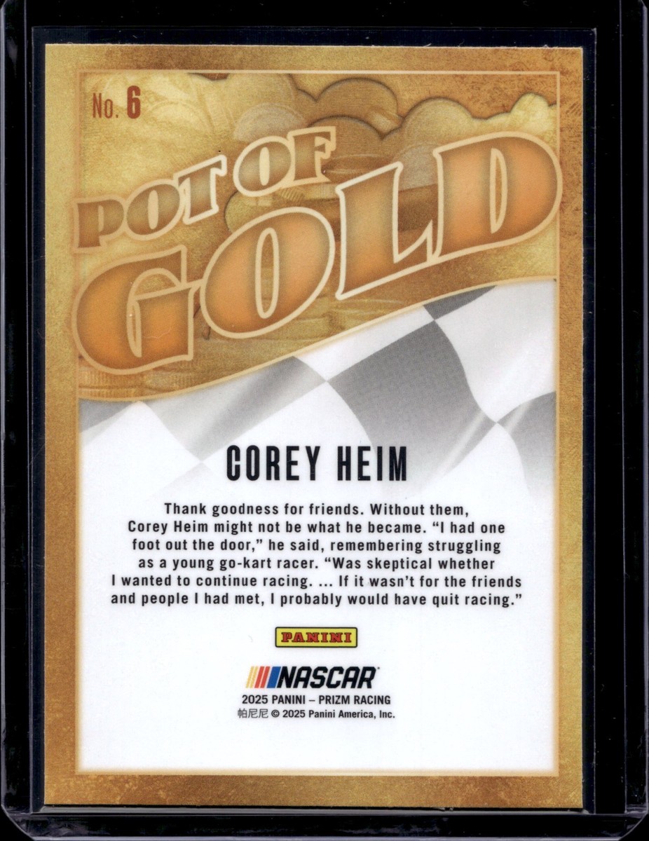 FaB RTN2025 Winner Gold Foil 未開封 2025 Panini Prizm NASCAR Racing Pot of Gold Insert #6 Corey Heim