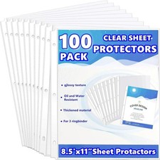 Sheet Protectors 8.5 x 11 inch Clear Page for 3 Ring