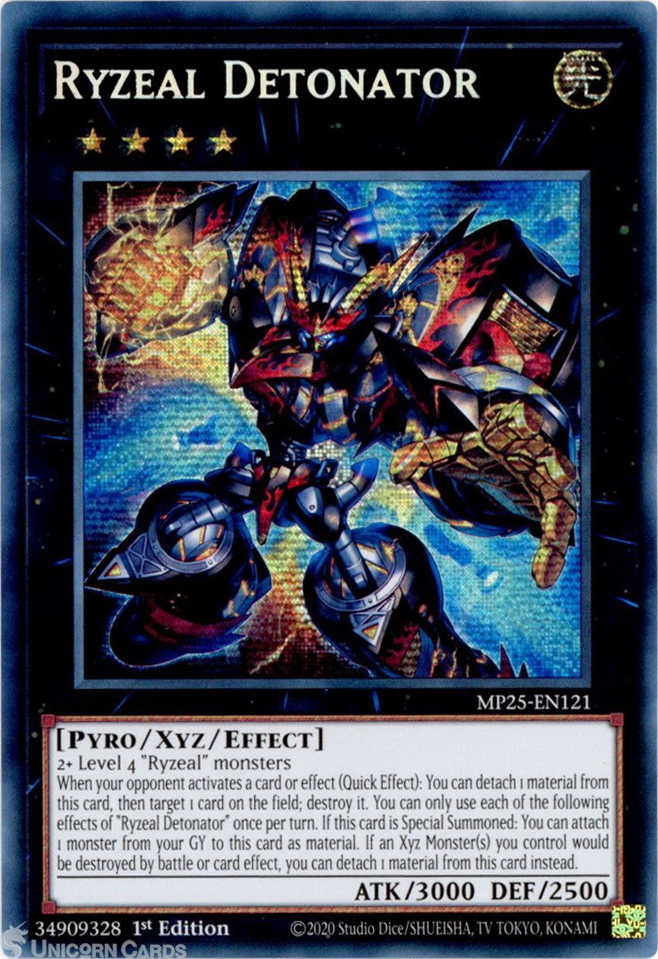 MP25-EN121 Ryzeal Detonator : Prismatic Secret Rare 1st Edition Mint YuGiOh Card