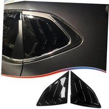 MUXEE 2Pcs Rear Side Window Louvers Air Vent Scoop Shades Cover bright black