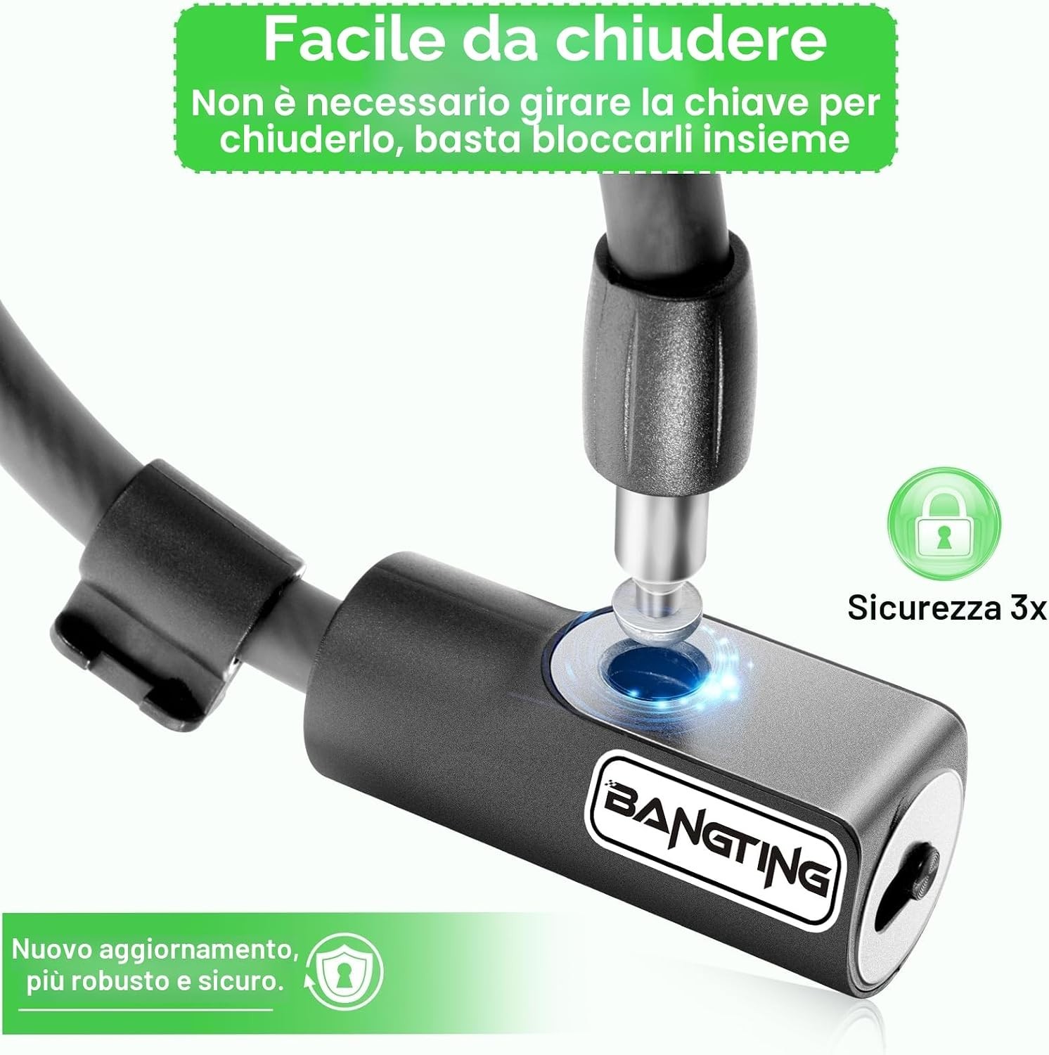 Lucchetto Monopattino Elettrico, Lucchetto Bici, 120Cm/12Mm Catena Monopattino E foto 4