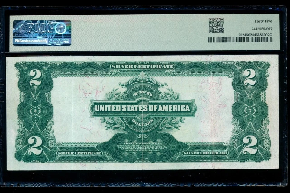 AC Fr 252 1899 $2 Silver Certificate PMG 45 - Image 2 of 2