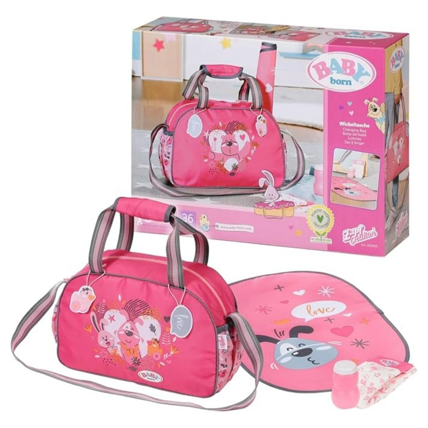 BABY born Changing Bag - Doll Changing Bag with Changing Mat, Lotion Bottle a...