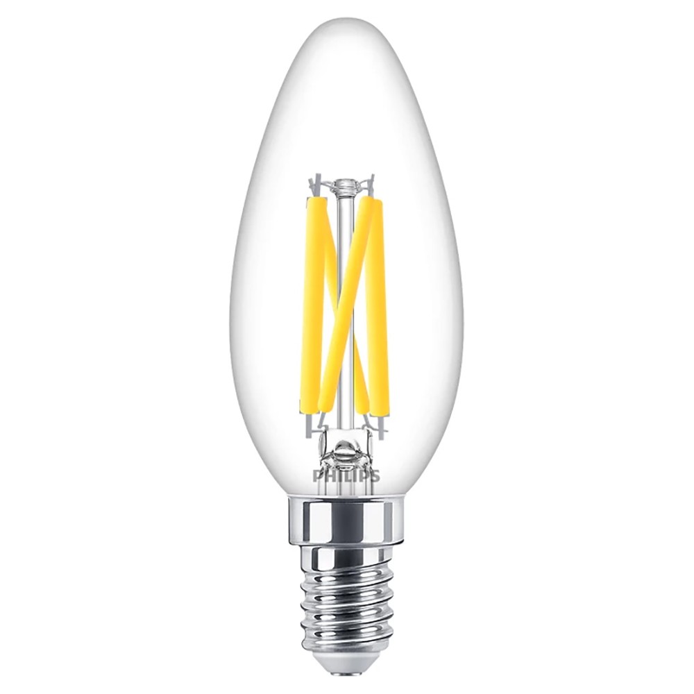 Philips LED Filament Candle B35 2.5W=25W E14 Clear WarmGlow DIMMABLE 2200K-2700K