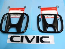 3PCS Car Name 16-2021 Fit For HONDA 10th Civic Front+Rear Emblem H+ CIVIC Badge