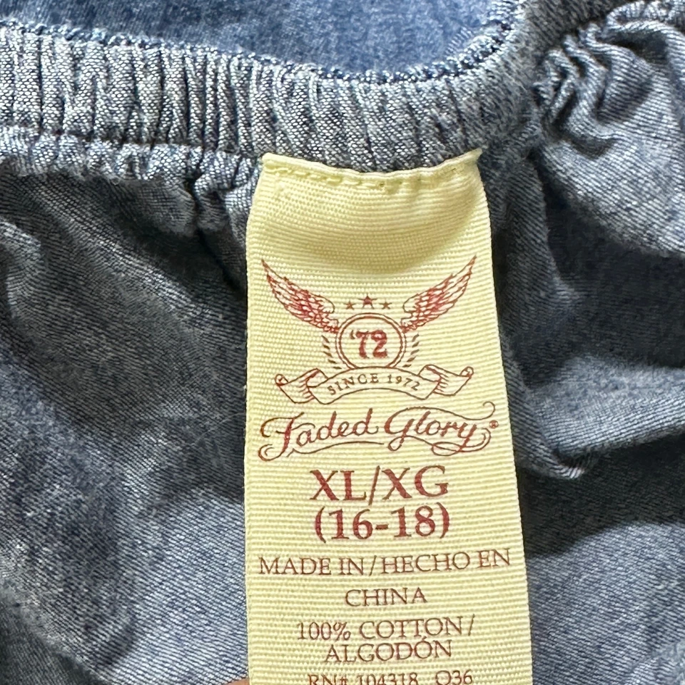 褪色荣耀连衣裙女式 XL 蓝色布牛仔轻便 100% 棉 Y2K — 第 3/4 张图片