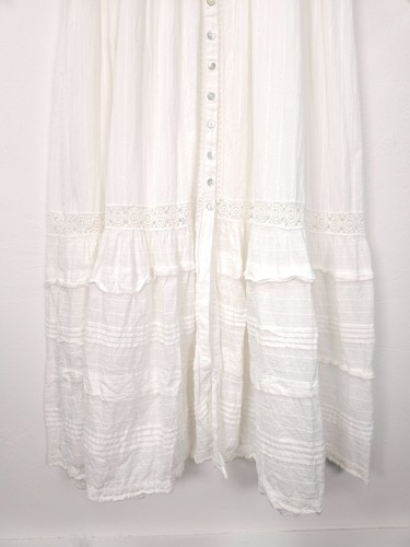 Aspiga Dress Medium White Broderie Anglaise Tiered Maxi Pintuck Pleats Organic - Picture 8 of 17
