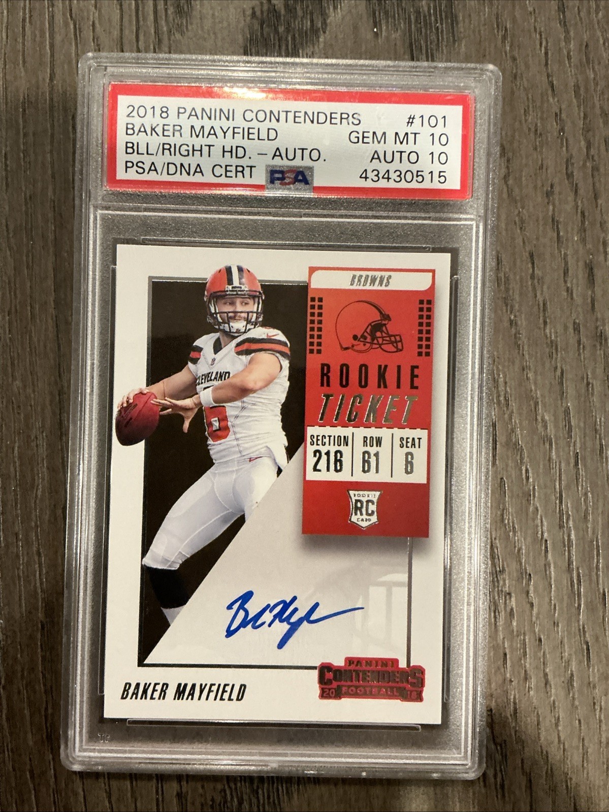 Baker Mayfield Panini Contenders #101 Ball in Right Hand-Autograph