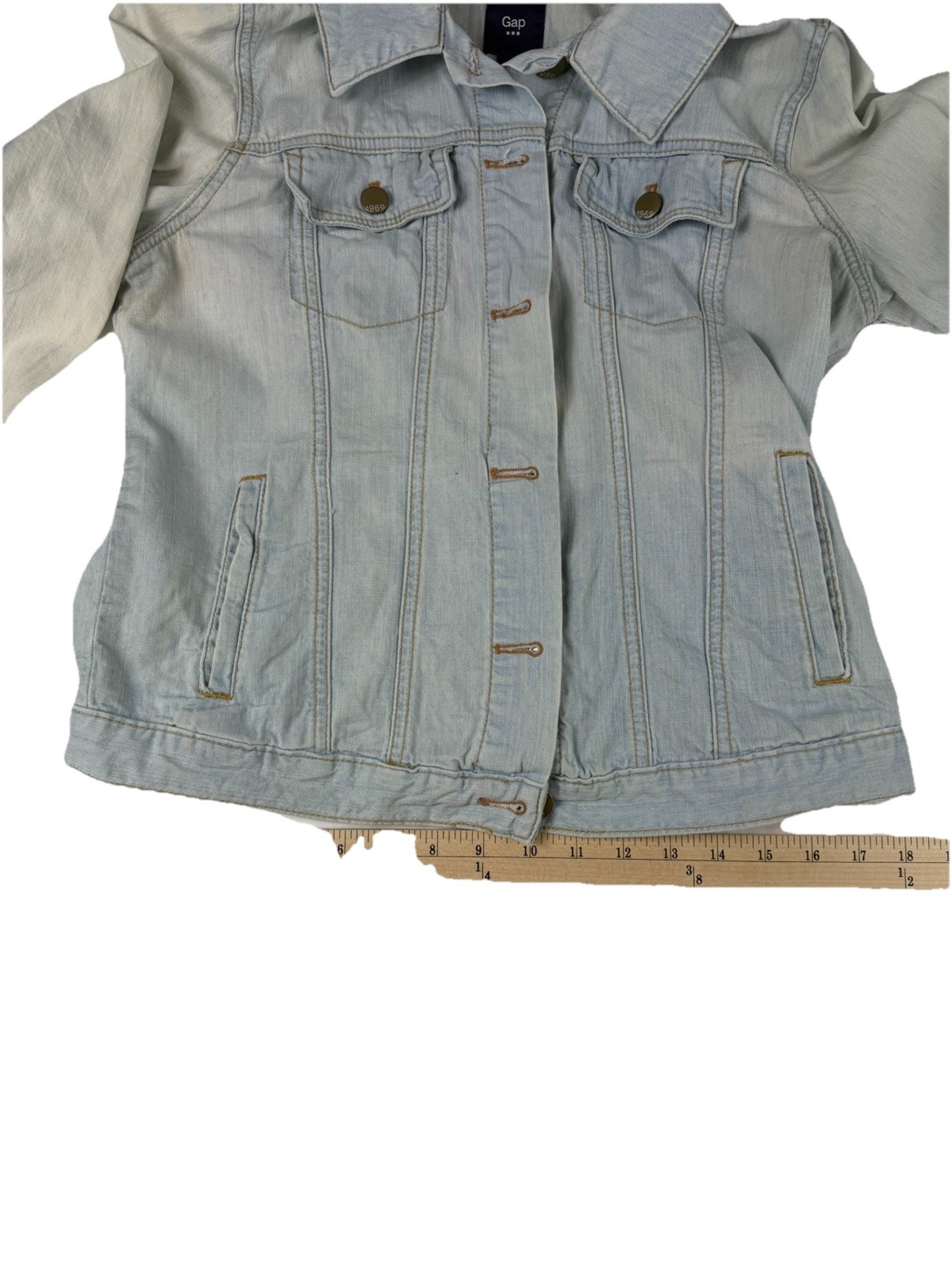 Gap Light Blue Button Collared Denim Jacket w/ Po… - image 7