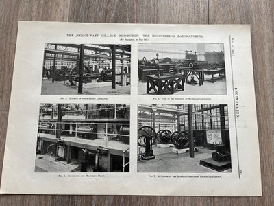 1909 large engineering print '' heriot - watt college edinburgh laboratories