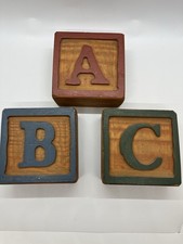 Vintage 90  s Alphabet Wood ABC Blocks Decor