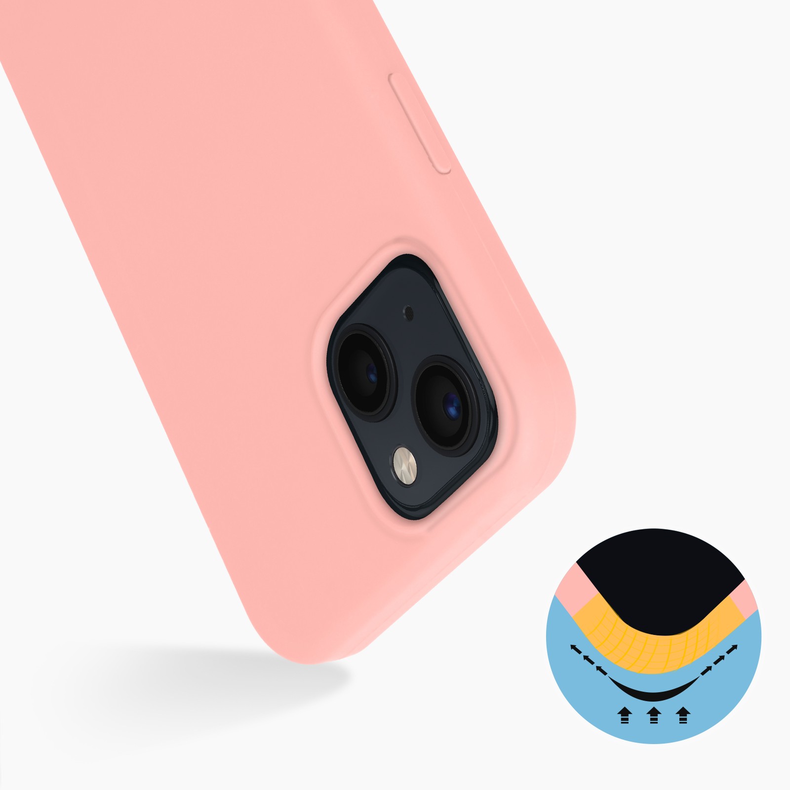 Coque iPhone 13 Mini silicone finition soft-touch premium rose