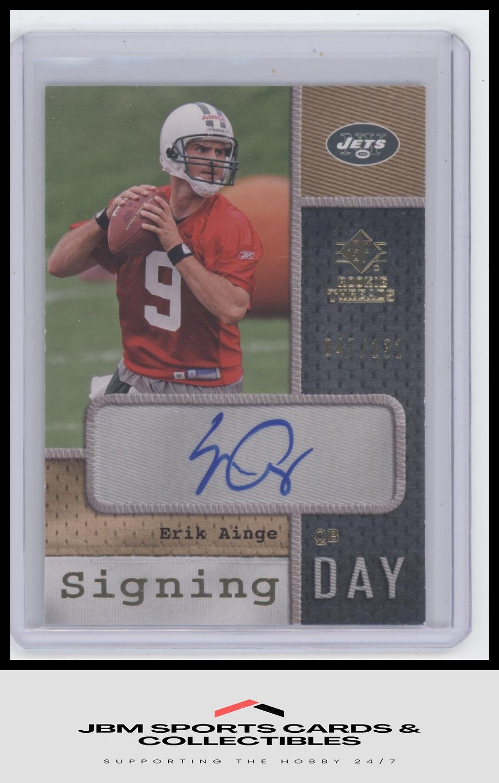 2008 SP Rookie Threads #SD-EA Erik Ainge Signing Day Auto #/131