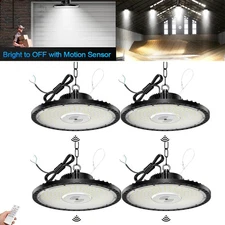 4 Pack 300W UFO LED High Bay Light with Motion Sensor Smart High Bay LED Light