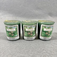 3 New YANKEE CANDLE 2 Oz Votive Balsam Fir Sampler Festive Fragrance Retired NOS