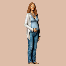 Pregnant Expecting Woman Resin 3d Printed Diorama Figure Unpainted Model RR Girl