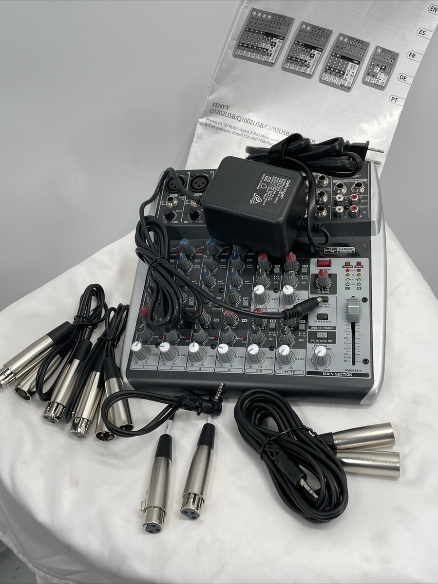 BEHRINGER XENYX Q1202 USB MIXER with POWER SUPPLY AUDIO CABLE