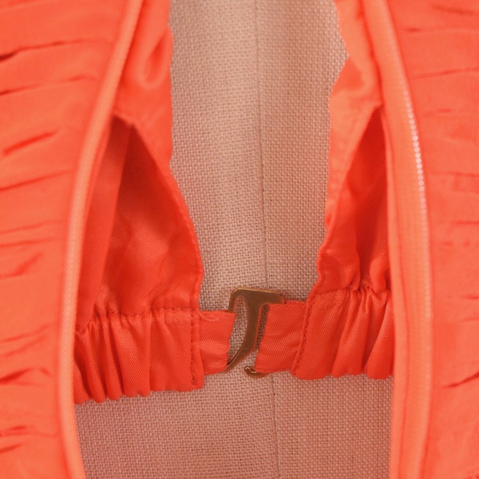 Shoshanna Dress XS Bright Orange Ruched Silk Beaded Strapless Mini
