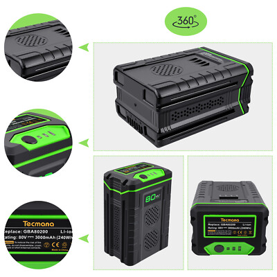 2x 3AH Li-ion Battery for Greenworks 80V GBA80200/Pro 80 GBA80400 GBA80500 G80B4