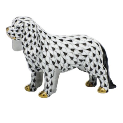 HEREND,  CAVALIER KING CHARLES SPANIEL BLACK FISHNET,  #VHNM-05914,  NEW & MIB