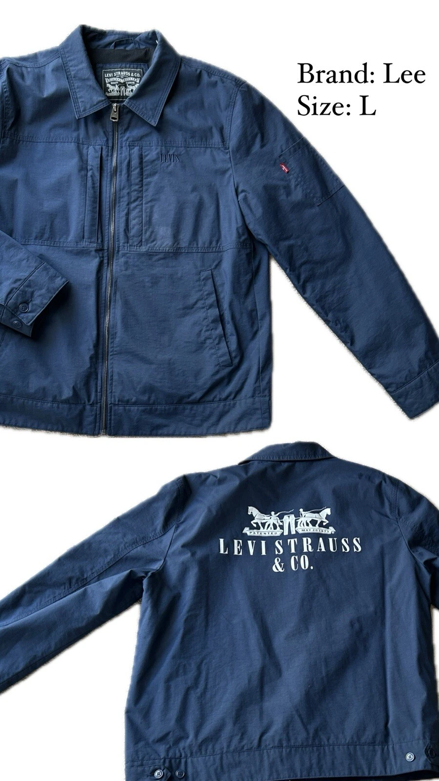 Levi Strauss Men’s Dark Blue Zip Jacket Large Back Logo Workwear Casual
Opens in a new window or tab