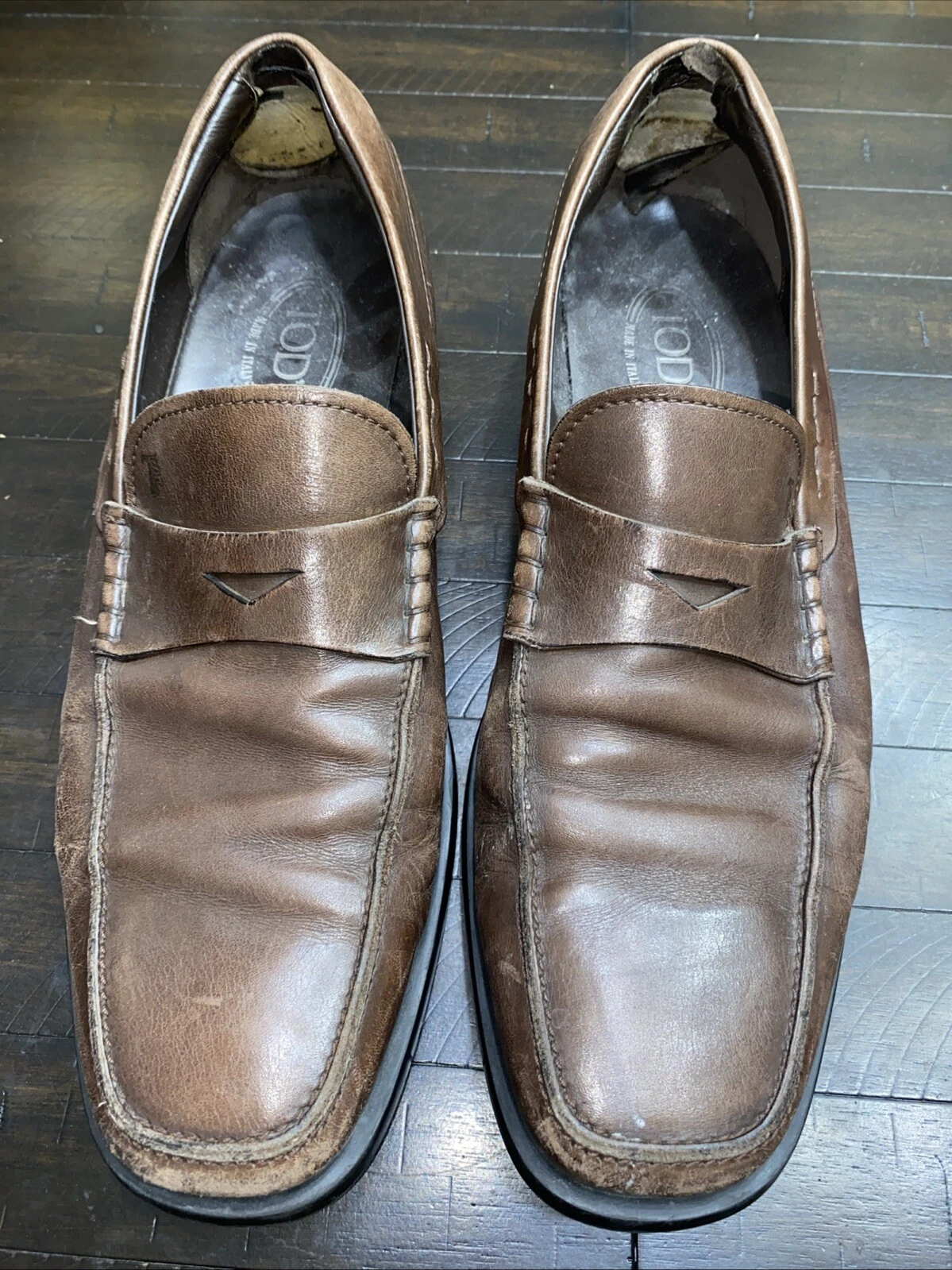 TOD’S Mocassini Tod's Penny scarpa uomo pelle marrone taglia US 9 made in Italy $580