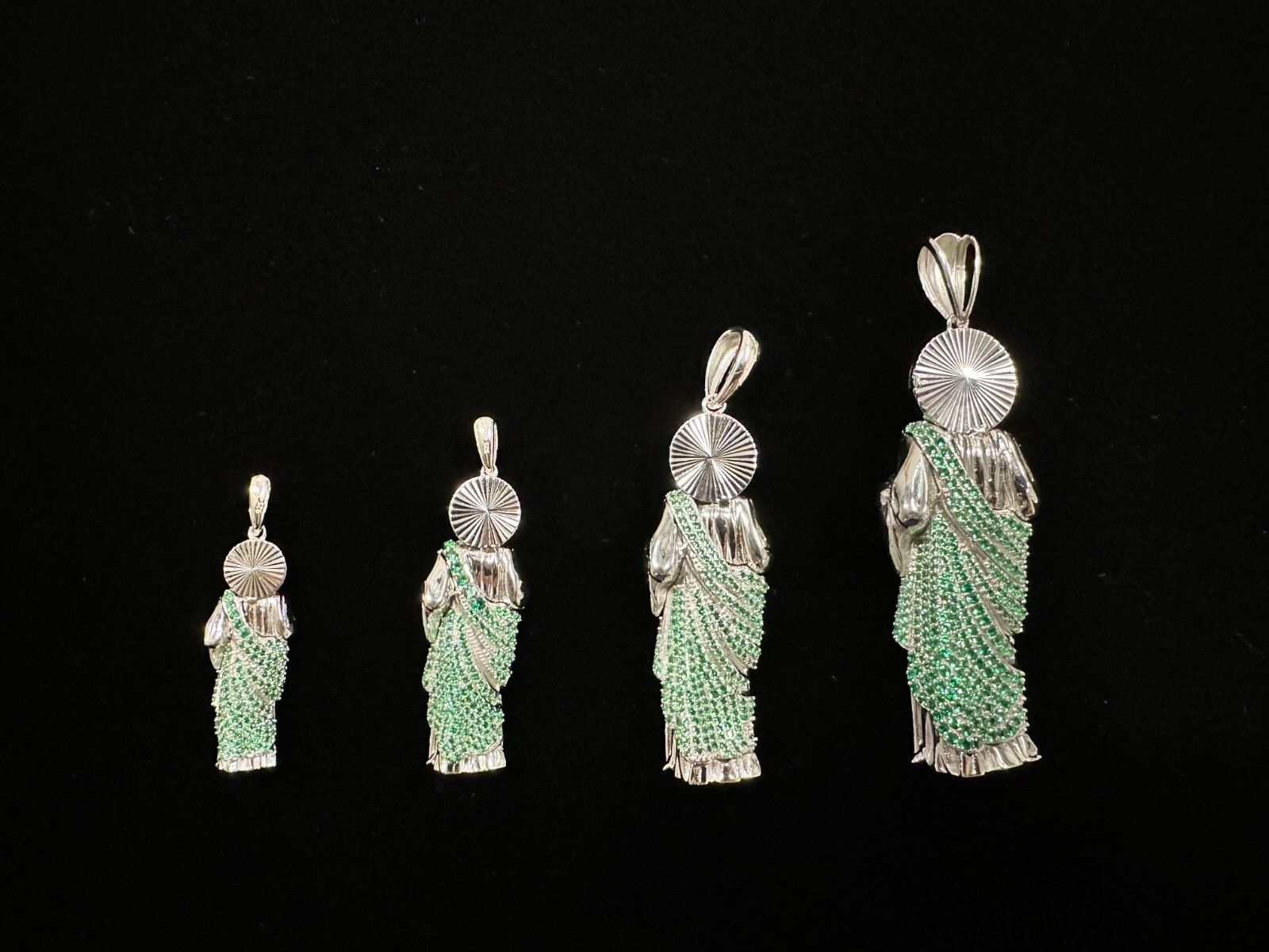 Sterling Silver 925 3D St Jude Green CZ San Judas Tadeo Pendant | eBay