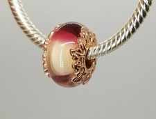 PANDORA Rose Pink Murano Glass Leaf Pendant CZ 388258PMU for sale online |  eBay